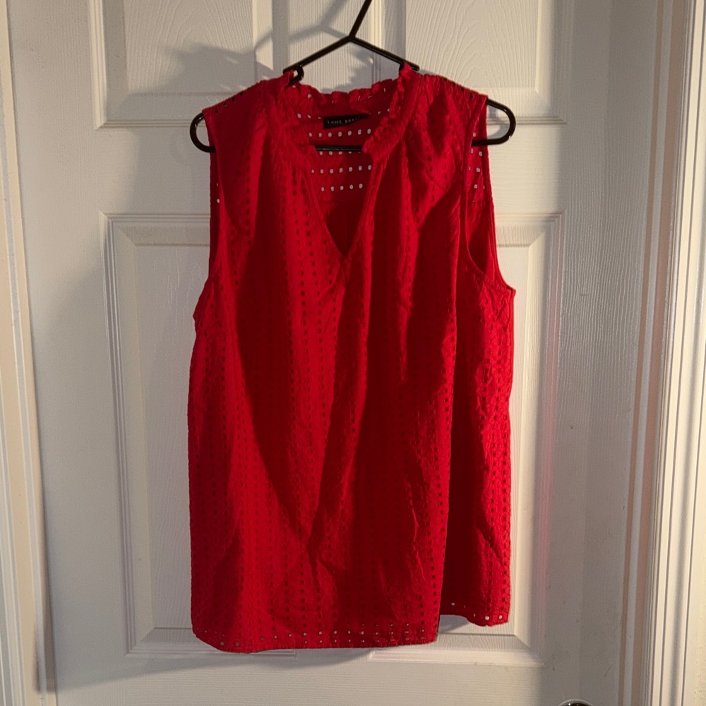 Lane Bryant Coral Eyelet Sleeveless Top